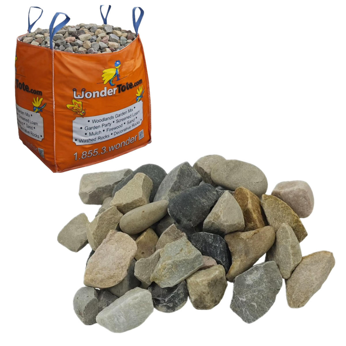 Washed Rock 3/4″ (20mm) - Bagged Delivery Calgary – Wondertote Calgary